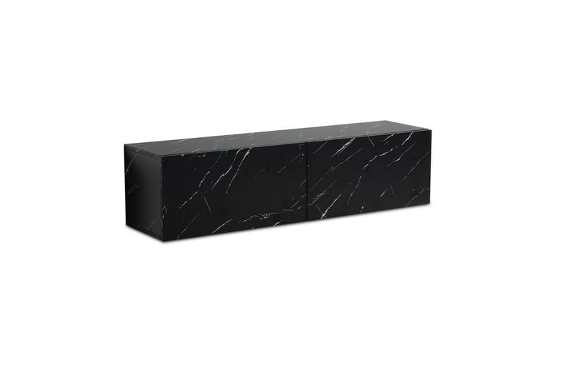 Lowboard Wohnling Folierad upphängning med luckdörr, modern Marmor, Svart, 120 cm - Marmor, Svart, 120 cm - Möbler - Tv möbel & mediamöbel - Mediastativ & väggfäste