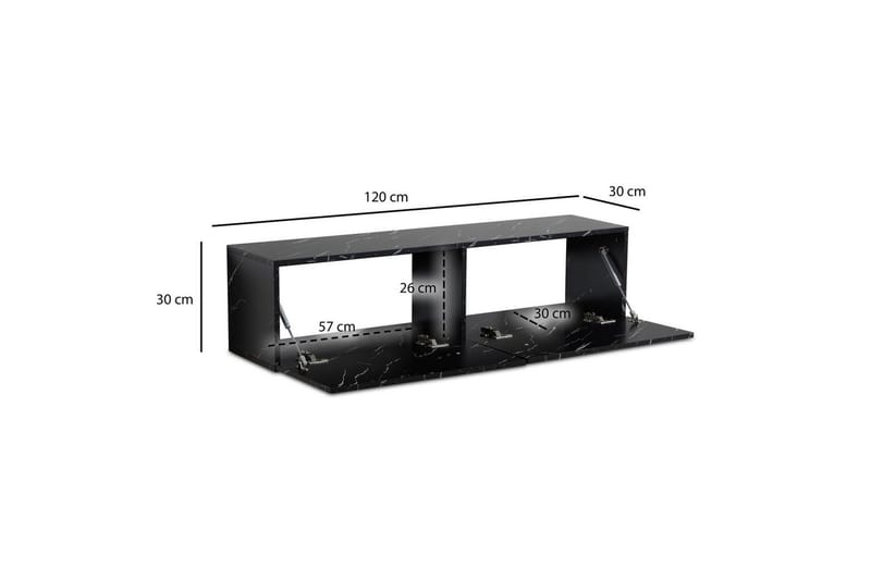 Lowboard Wohnling Folierad upphängning med luckdörr, modern Marmor, Svart, 120 cm - Marmor, Svart, 120 cm - Möbler - Tv möbel & mediamöbel - Mediastativ & väggfäste