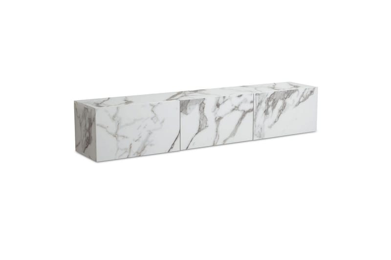 Lowboard Wohnling Folierad upphängning med luckdörr, modern Marmor, Vit, 160 cm - Marmor, Vit, 160 cm - Möbler - Tv möbel & mediamöbel - Mediastativ & väggfäste