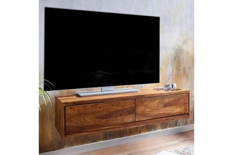 Lowboard Wohnling Massivt trä hängande med 2 lådor lantstil - Möbler - Tv möbel & mediamöbel - TV skåp