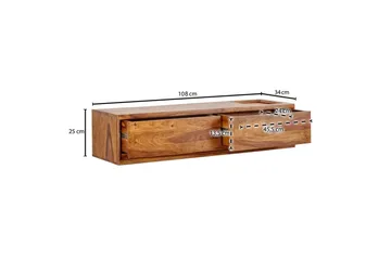 Lowboard Wohnling Massivt trä hängande med 2 lådor lantstil - Möbler - Tv möbel & mediamöbel - TV bänk & mediabänk
