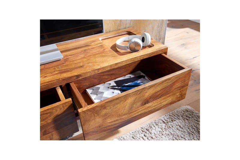 Lowboard Wohnling Massivt trä hängande med 2 lådor lantstil - Möbler - Tv möbel & mediamöbel - TV skåp