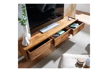 Lowboard Wohnling Massivt trä hängande med 3 lådor lantlig stil - Möbler - Tv möbel & mediamöbel - TV hylla