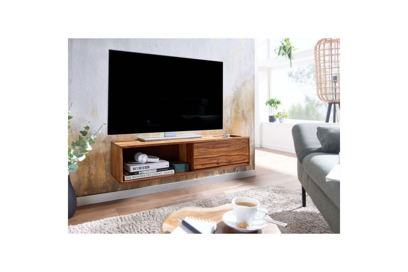 Lowboard Wohnling Massivt trä hängande med en låda lantligt stil - Möbler - Tv möbel & mediamöbel - Mediastativ & väggfäste