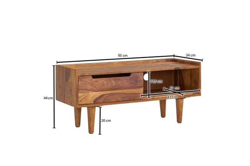 Lowboard Wohnling Massivt trä med förvaring 1 dörr trälben lantligt - Möbler - Tv möbel & mediamöbel - TV bänk & mediabänk