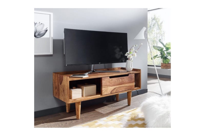 Lowboard Wohnling Massivt trä med förvaring 1 dörr trälben lantligt - Möbler - Tv möbel & mediamöbel - TV bänk & mediabänk