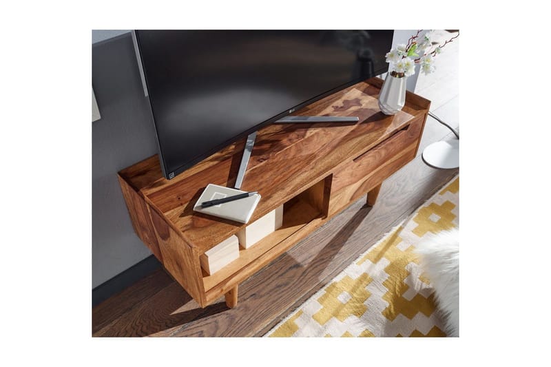 Lowboard Wohnling Massivt trä med förvaring 1 dörr trälben lantligt - Möbler - Tv möbel & mediamöbel - TV bänk & mediabänk
