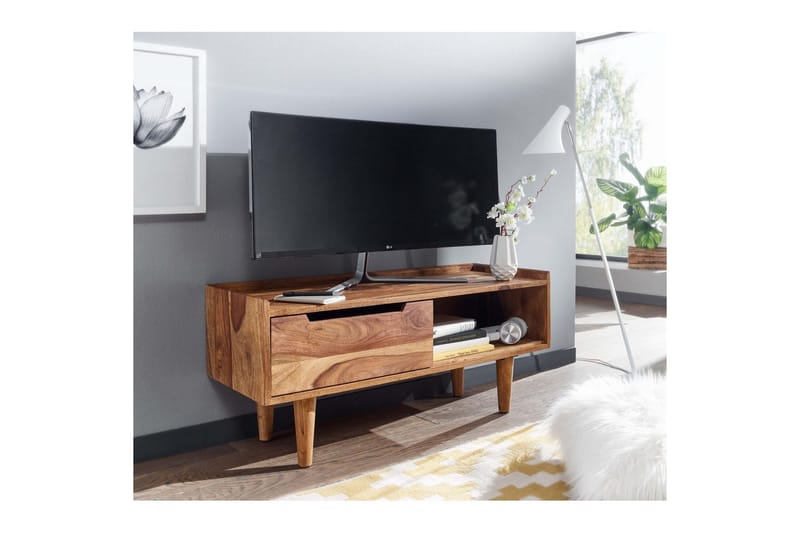 Lowboard Wohnling Massivt trä med förvaring 1 dörr trälben lantligt - Möbler - Tv möbel & mediamöbel - TV bänk & mediabänk