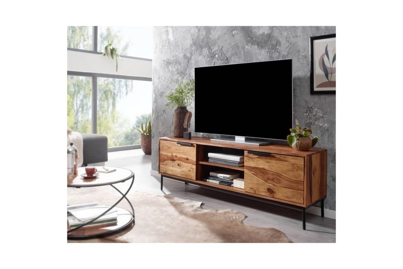 Lowboard Wohnling Massivt trä med förvaring 2 dörrar lantligt - Möbler - Tv möbel & mediamöbel - TV bänk & mediabänk
