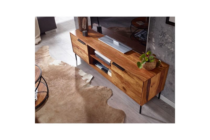 Lowboard Wohnling Massivt trä med förvaring 2 dörrar lantligt - Möbler - Tv möbel & mediamöbel - TV bänk & mediabänk
