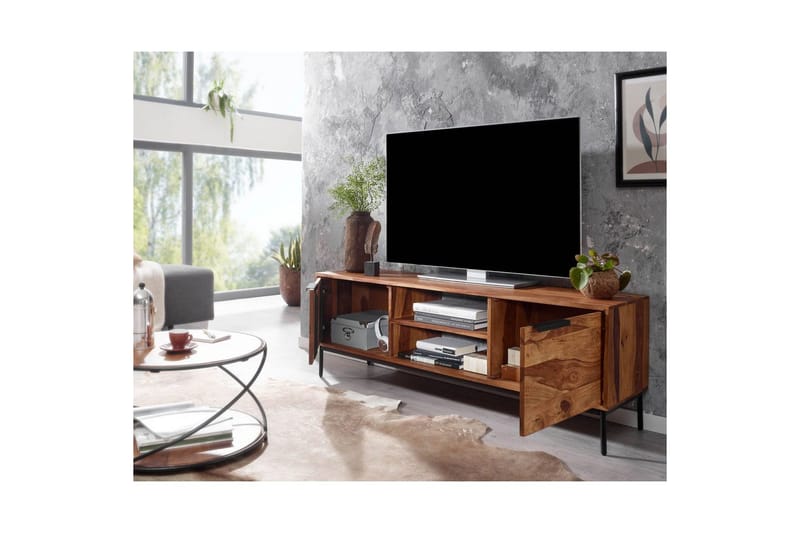 Lowboard Wohnling Massivt trä med förvaring 2 dörrar lantligt - Möbler - Tv möbel & mediamöbel - TV bänk & mediabänk