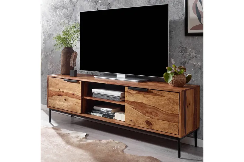 Lowboard Wohnling Massivt trä med förvaring 2 dörrar lantligt - Möbler - Tv möbel & mediamöbel - TV bänk & mediabänk