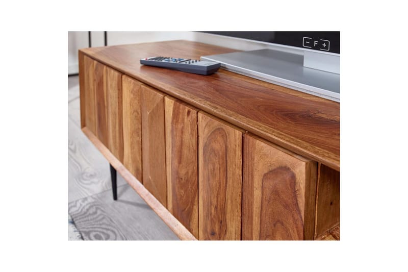 Lowboard Wohnling Massivt trä med förvaring 2 dörrar tryck för att öppna lantligt - Möbler - Tv möbel & mediamöbel - TV bänk & mediabänk