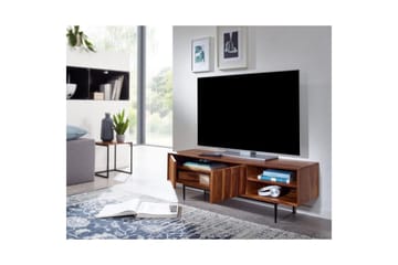 Lowboard Wohnling Massivt trä med förvaring 2 dörrar tryck för att öppna lantligt - Möbler - Tv möbel & mediamöbel - TV bänk & mediabänk
