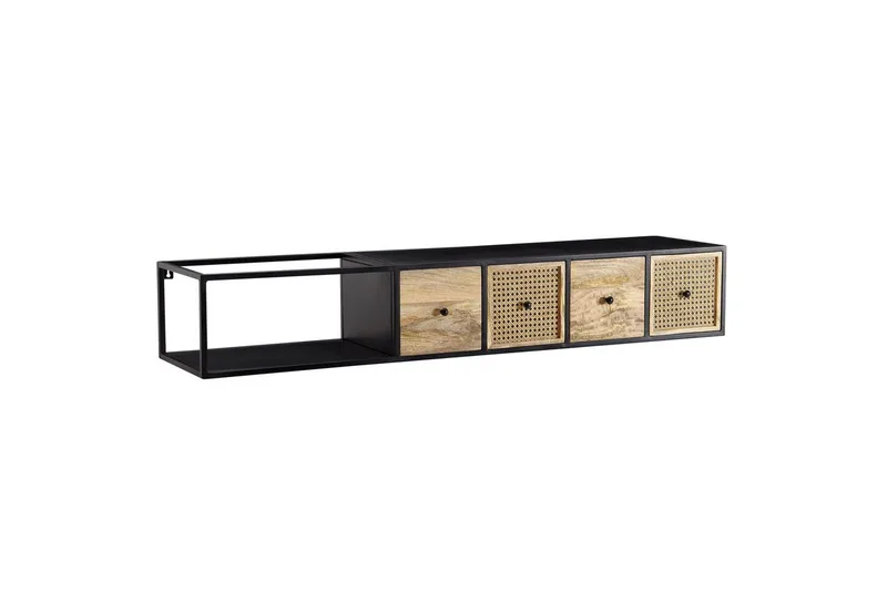 Lowboard Wohnling Metallhängande med 3 lådor i massivt trä Industriell, undefined