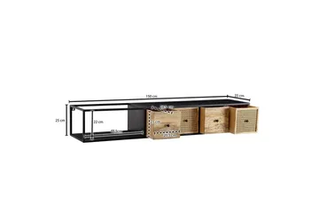 Lowboard Wohnling Metallhängande med 3 lådor i massivt trä Industriell - Möbler - Tv möbel & mediamöbel - TV bänk & mediabänk