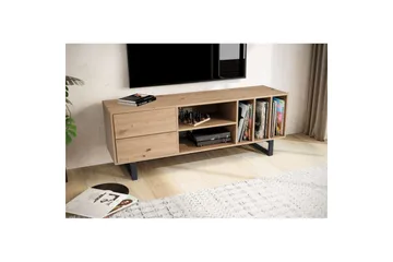 Lowboard Wohnling modernt spånskiva, 2 lådor, förvaringsbrickor, metallben, modern stil Ek - Ek - Möbler - Tv möbel & mediamöbel - TV bänk & mediabänk