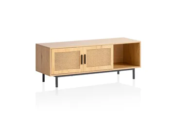 Lowboard Wohnling spånskiva folierad med 2 skjutdörrar, wienflät, modern stil Ek - Ek - Möbler - Tv möbel & mediamöbel - TV bänk & mediabänk