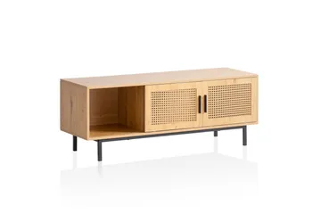 Lowboard Wohnling spånskiva folierad med 2 skjutdörrar, wienflät, modern stil Ek - Ek - Möbler - Tv möbel & mediamöbel - TV bänk & mediabänk