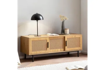 Lowboard Wohnling spånskiva folierad med 2 skjutdörrar, wienflät, modern stil Ek - Ek - Möbler - Tv möbel & mediamöbel - TV bänk & mediabänk