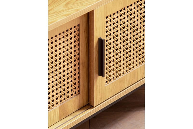 Lowboard Wohnling spånskiva folierad med 2 skjutdörrar, wienflät, modern stil Ek - Ek - Möbler - Tv möbel & mediamöbel - TV bänk & mediabänk