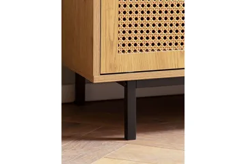 Lowboard Wohnling spånskiva folierad med 2 skjutdörrar, wienflät, modern stil Ek - Ek - Möbler - Tv möbel & mediamöbel - TV bänk & mediabänk