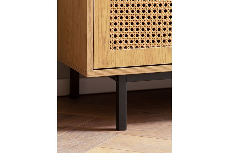 Lowboard Wohnling spånskiva folierad med 2 skjutdörrar, wienflät, modern stil Ek - Ek - Möbler - Tv möbel & mediamöbel - TV bänk & mediabänk