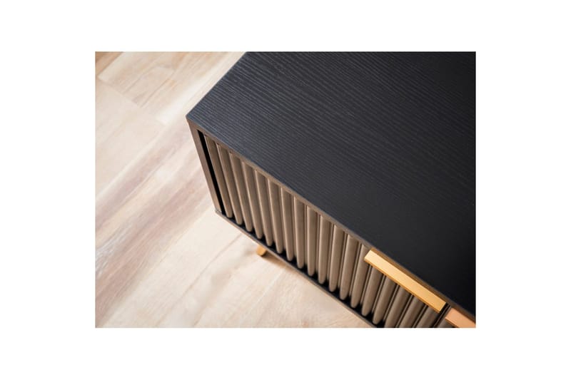 Lowboard Wohnling Spånskiva Svart Folierad med 2 Dörrar Förvaringsfack Modern - Möbler - Tv möbel & mediamöbel - Mediastativ & väggfäste