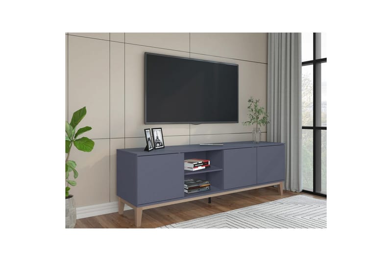 Lowboard Pelle Grå/Wotan Ek - Grå/Wotan Ek - Möbler - Tv möbel & mediamöbel - TV bänk & mediabänk