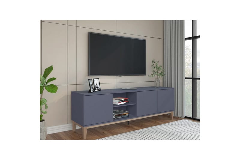 Lowboard Pelle Grå/Wotan Ek - Grå/Wotan Ek - Möbler - Tv möbel & mediamöbel - TV bänk & mediabänk