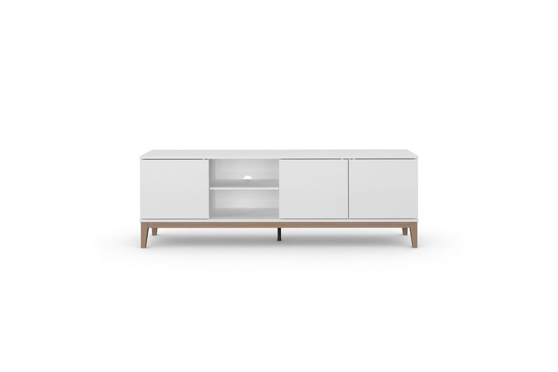 Lowboard Pelle Vit/Wotan ek - Vit/Wotan ek - Möbler - Tv möbel & mediamöbel - TV bänk & mediabänk