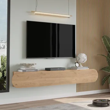Lumina Vägghängd Tv Bänk 180 cm med Förvaring i Ek - Beige - Möbler - Tv möbel & mediamöbel - TV bänk & mediabänk
