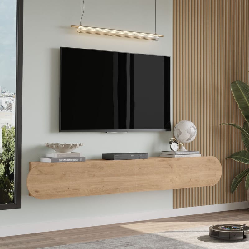 Lumina Vägghängd Tv Bänk 180 cm med Förvaring i Ek - Beige - Möbler - Tv möbel & mediamöbel - TV bänk & mediabänk