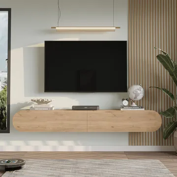 Lumina Vägghängd Tv Bänk 180 cm med Förvaring i Ek - Beige - Möbler - Tv möbel & mediamöbel - TV bänk & mediabänk