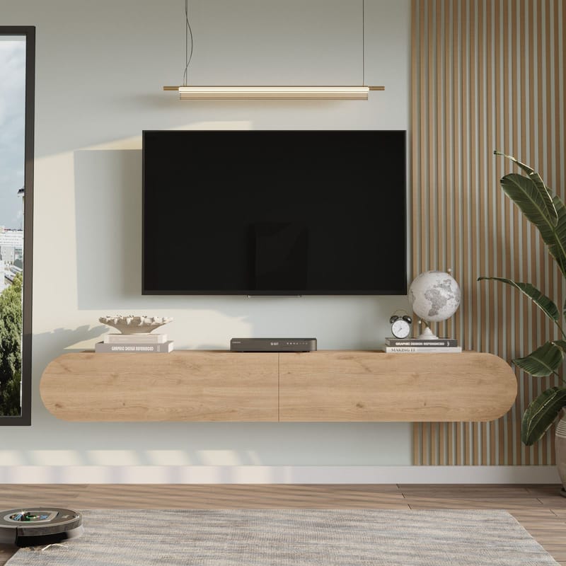 Lumina Vägghängd Tv Bänk 180 cm med Förvaring i Ek - Beige - Möbler - Tv möbel & mediamöbel - TV bänk & mediabänk