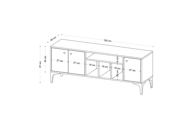 Luna Tv-bänk 150x40 cm Brun - Hanah Home - TV bänk & mediabänk