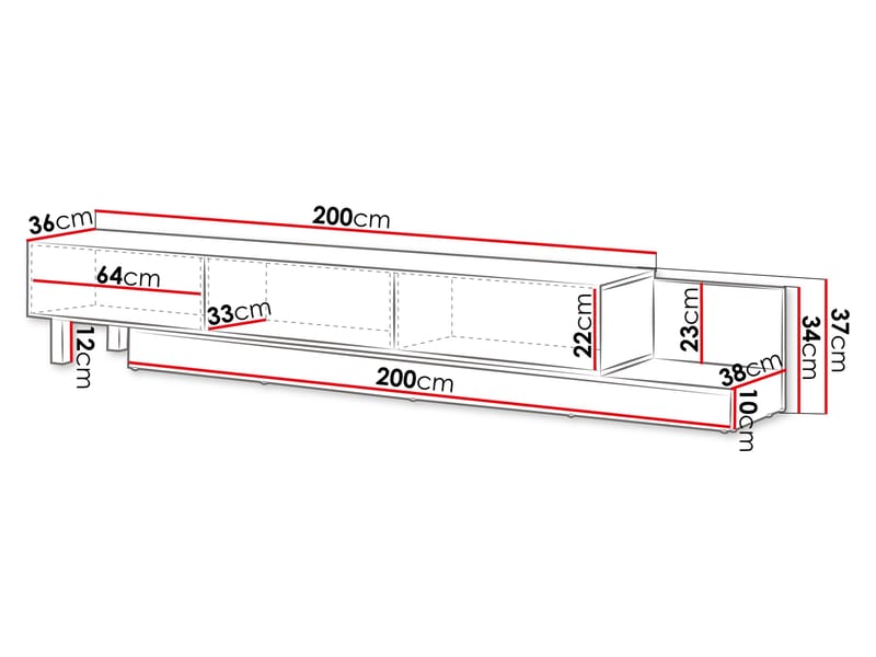 Lungö Tv-bänk 320 cm - brun och svart - Möbler - Tv möbel & mediamöbel - TV bänk & mediabänk
