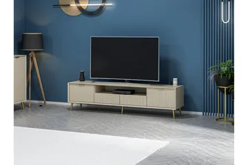 Luxe Golvstående Tv Bänk 180 cm med Förvaring i Ek - Beige - Möbler - Tv möbel & mediamöbel - TV bänk & mediabänk