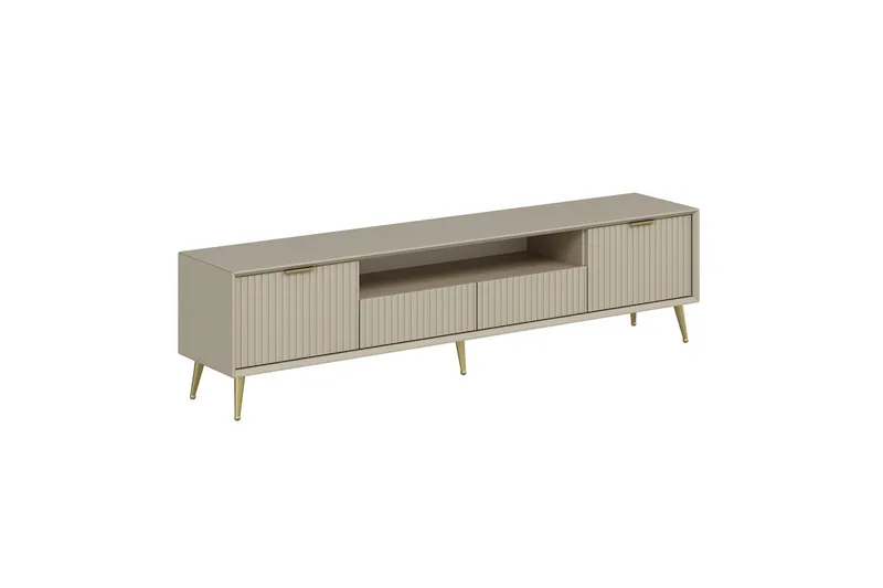 Luxe Golvstående Tv Bänk 180 cm med Förvaring i Ek, Beige