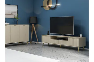 Luxe Golvstående Tv Bänk 180 cm med Förvaring i Ek - Beige - Möbler - Tv möbel & mediamöbel - TV bänk & mediabänk