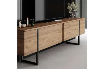 Luxe Golvstående Tv Bänk 180 cm med Förvaring i Furu - Beige - Möbler - Tv möbel & mediamöbel - TV bänk & mediabänk