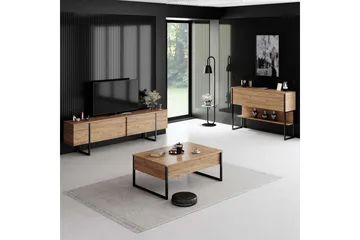 Luxe Golvstående Tv Bänk 180 cm med Förvaring i Furu - Beige - Möbler - Tv möbel & mediamöbel - TV bänk & mediabänk