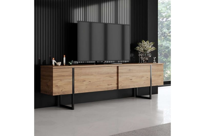 Luxe Tv-bänk 180 cm - Natur/Svart - Möbler - Tv möbel & mediamöbel - TV bänk & mediabänk