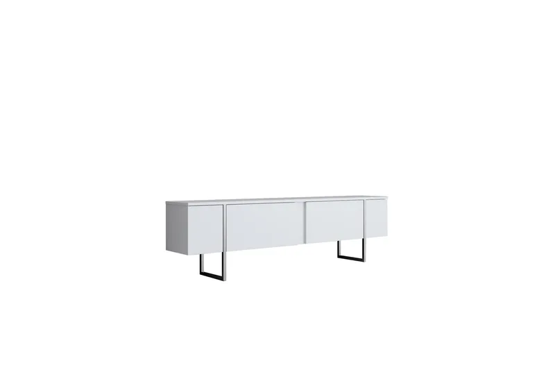Luxe Tv-bänk 180 cm, Vit/Silver