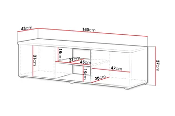 Lyrosen Golvstående TV Bänk 140 cm med Förvaring i Målat Trä - Beige - Möbler - Tv möbel & mediamöbel - TV bänk & mediabänk