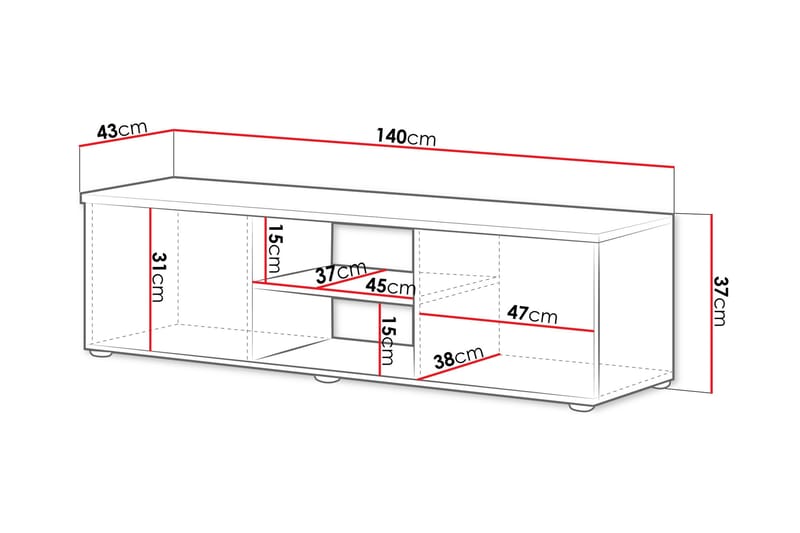 Lyrosen Golvstående TV Bänk 140 cm med Förvaring i Målat Trä - Beige - Möbler - Tv möbel & mediamöbel - TV bänk & mediabänk