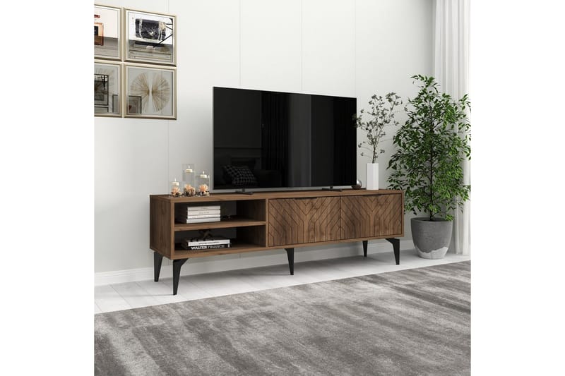 Lyven Tv-bänk 160 cm - Brun/Mörkfärgat trä - Möbler - Tv möbel & mediamöbel - TV bänk & mediabänk