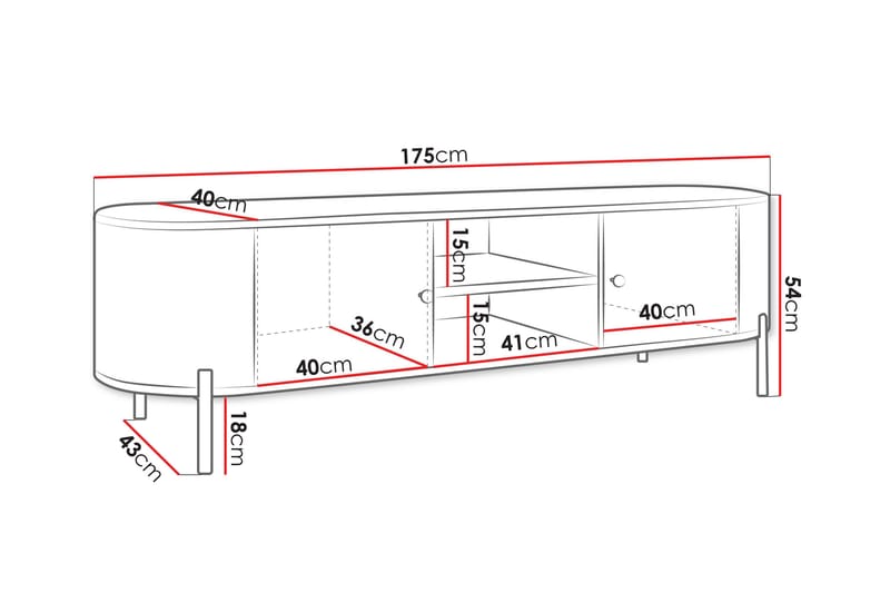 Maggio Golvstående TV Bänk 175 cm med Förvaring i Målat Trä - Beige - Möbler - Tv möbel & mediamöbel - TV bänk & mediabänk