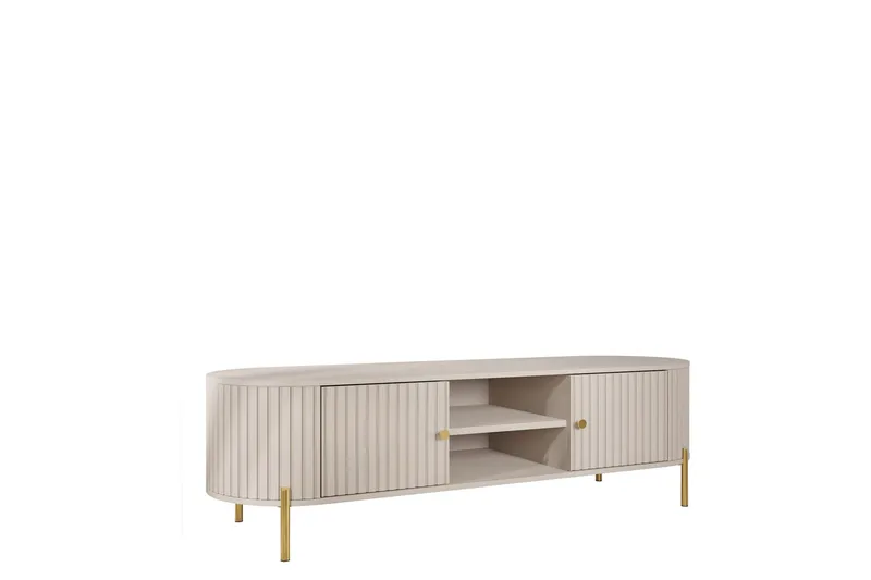 Maggio Golvstående TV Bänk 175 cm med Förvaring i Målat Trä, Beige