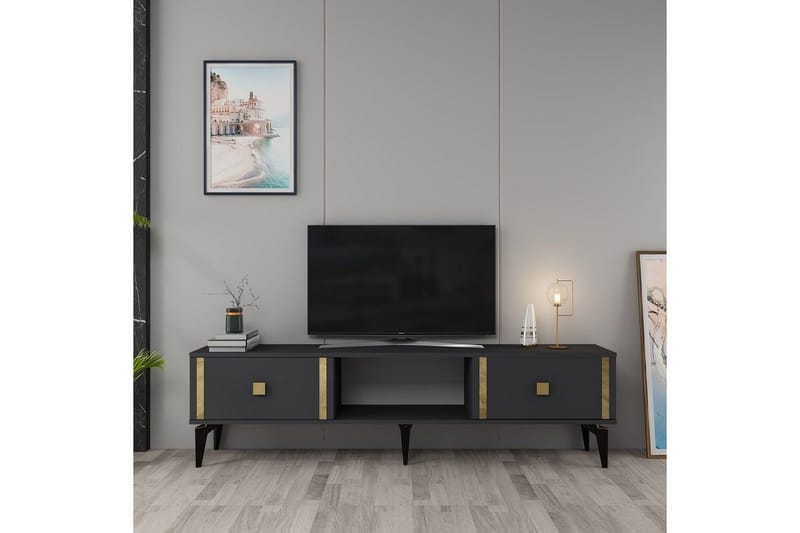 Male Tv-bänk 150 cm - Antracit/Guld - Möbler - Tv möbel & mediamöbel - TV bänk & mediabänk